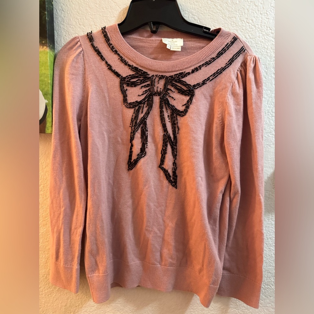 Kate Spade Pink Sweatshirt with Black Bow Design